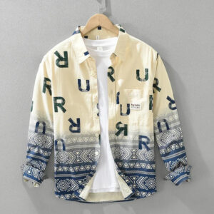Men's Letter Print Long Sleeve Shirt - 2024 Autumn & Winter Casual Loose Shirt