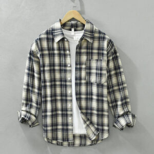 Men's Autumn Casual Plaid Shirt - Long Sleeve Cotton Button-Down Vintage Shirt