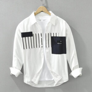 Men's Fashion Patchwork Long Sleeve Shirt - 2024 Spring Loose Button-Down