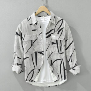 Men's Long Sleeve Print Shirt - Casual Button-Up Fashion Top